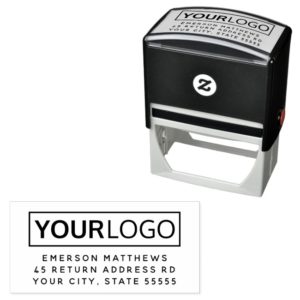 Add your own logo business return address stamp
