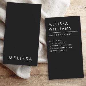 Modern black minimalist professional vertical business card