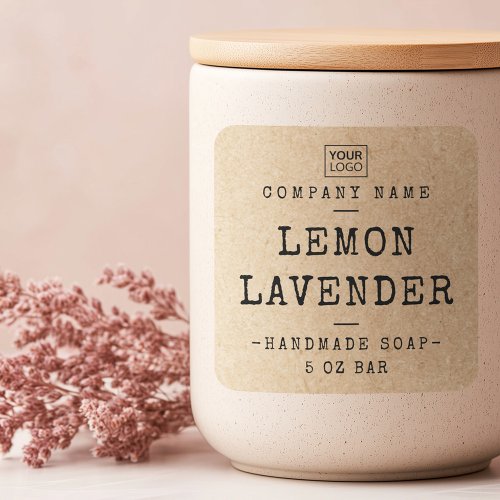 Custom logo square Kraft paper look product labels