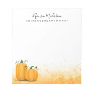 Autumn harvest pumpkins Thanksgiving notepad with personalized name