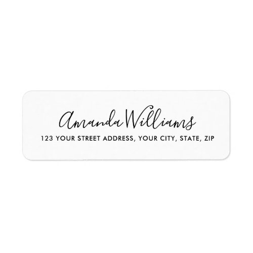 White address labels with your name in an elegant calligraphy script font