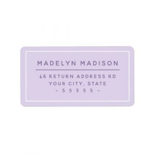 Modern, minimal return address labels. Light purple design with white border