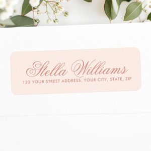 Romantic light blush pink calligraphy script label
