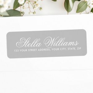 Romantic gray and white calligraphy script label