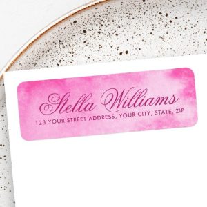 Romantic pink watercolor calligraphy script label