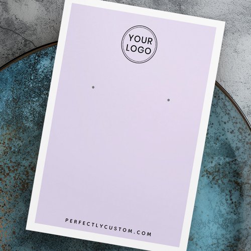 Custom logo purple and white earring display card