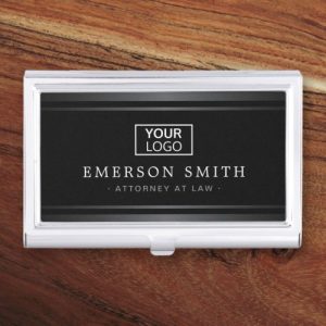 Logo stylish dark gray gradient borders black business card case
