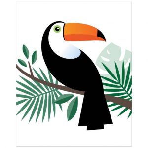 Toucan sitting on a branch in the jungle wall art print