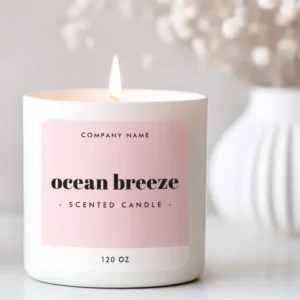 Light pink square product label with white base, modern typography, and rounded corners. A customizable minimalist design for handmade and retail products.