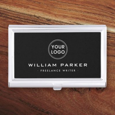 Modern masculine custom logo black business card case