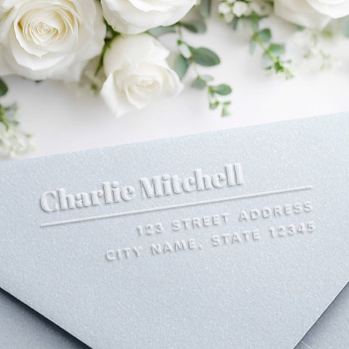 Modern minimal return address embosser
