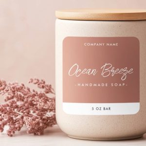 Modern minimal terracotta square product label