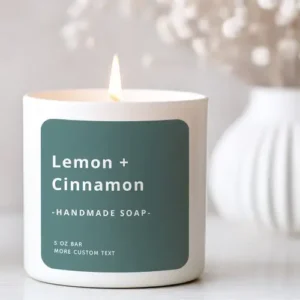 Modern square dusty pine green product label