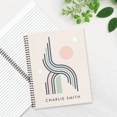 Retro abstract geometric art lines arches circles notebook
