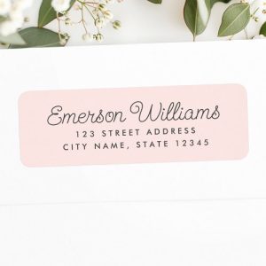 Trendy script light blush pink return address label