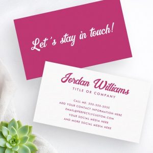 Lets stay in touch trendy fuchsia retro business card