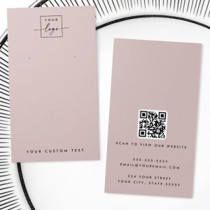 Light rose taupe logo QR earring display card