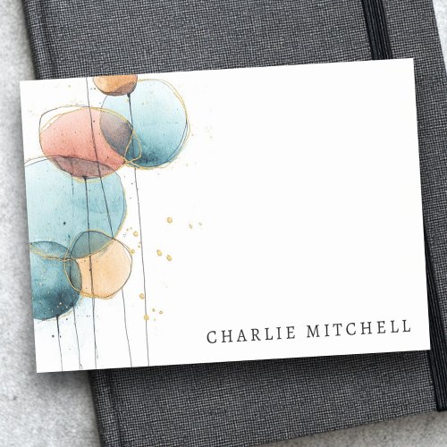 Abstract shapes and lines blue pink terracotta post-it notes