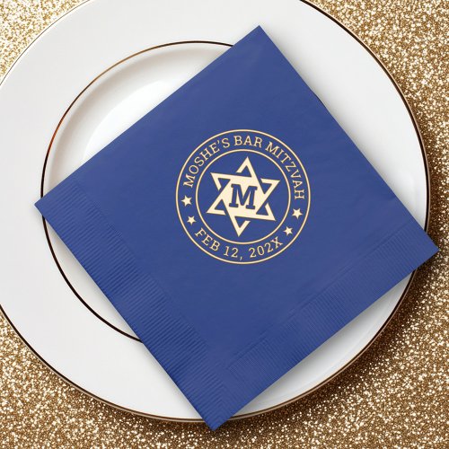 Bar mitzvah Star of David monogram initial Foil Napkins
