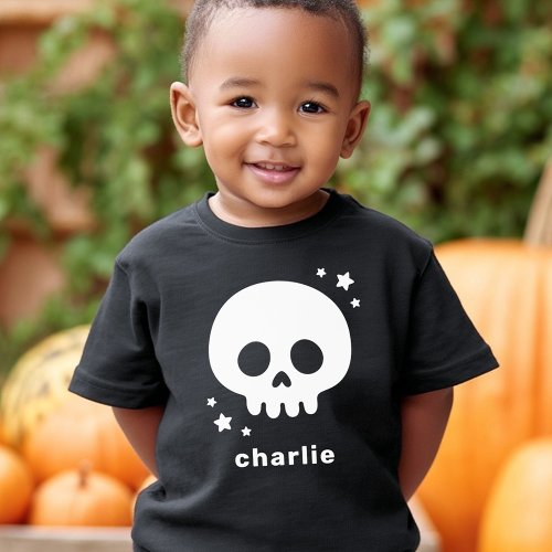 Cute skull with stars and name kids Halloween Toddler T-shirt
