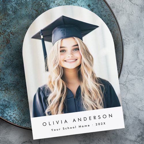 Elegant arch modern photo graduation announcement