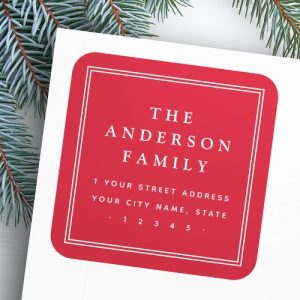 Elegant family name vintage style border red return address labels