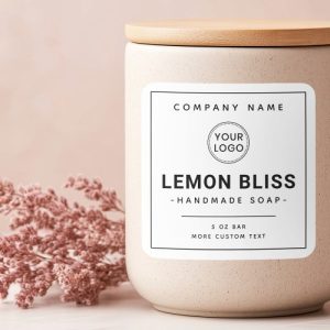 Modern add logo thin border square product label