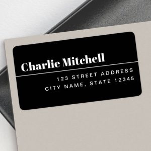 Modern minimal black return address label