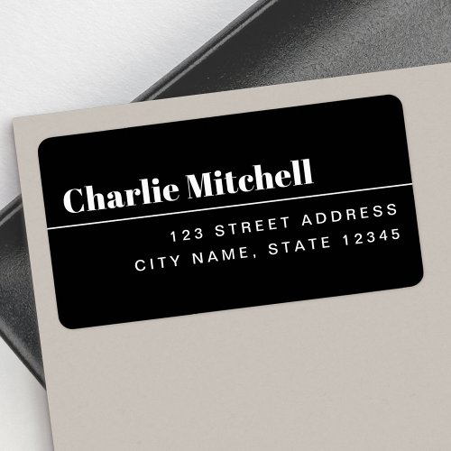 Modern minimal black return address label