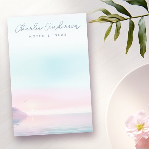 Soft pastel sunrise with birds personalized name and text sticky notes