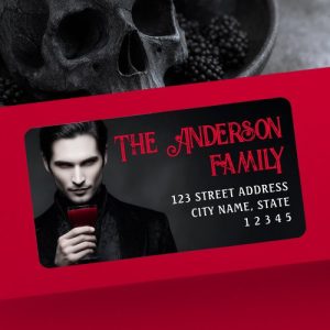 Vampire drinking blood Halloween return address Label