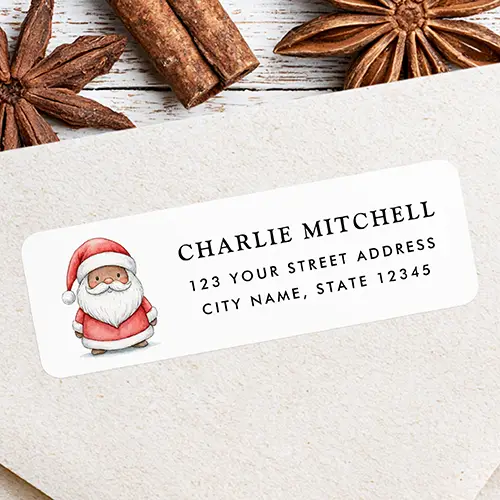 Cute Watercolor Santa Return Address Labels for Family Christmas Cards